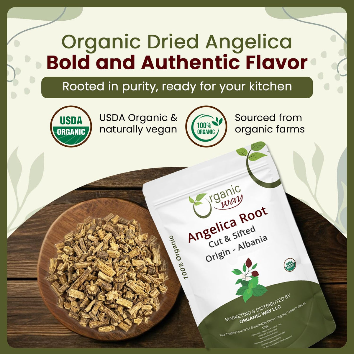Dried Angelica Root Cut & Sifted - Origin Albania