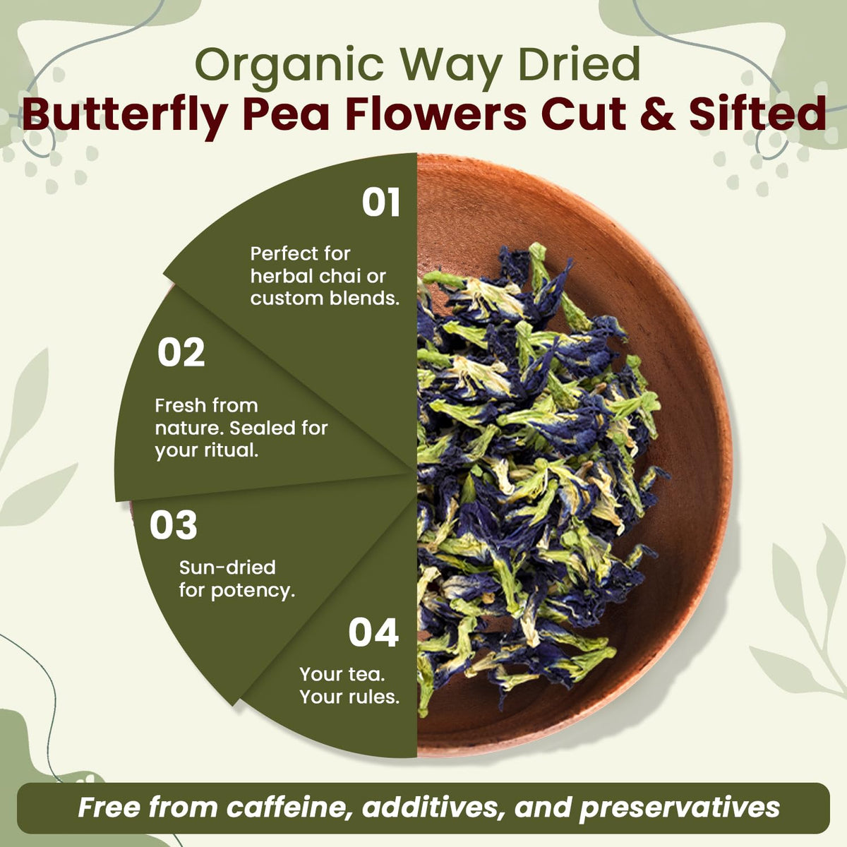 Dried Blue Butterfly Pea Flowers Whole - from Sri Lanka