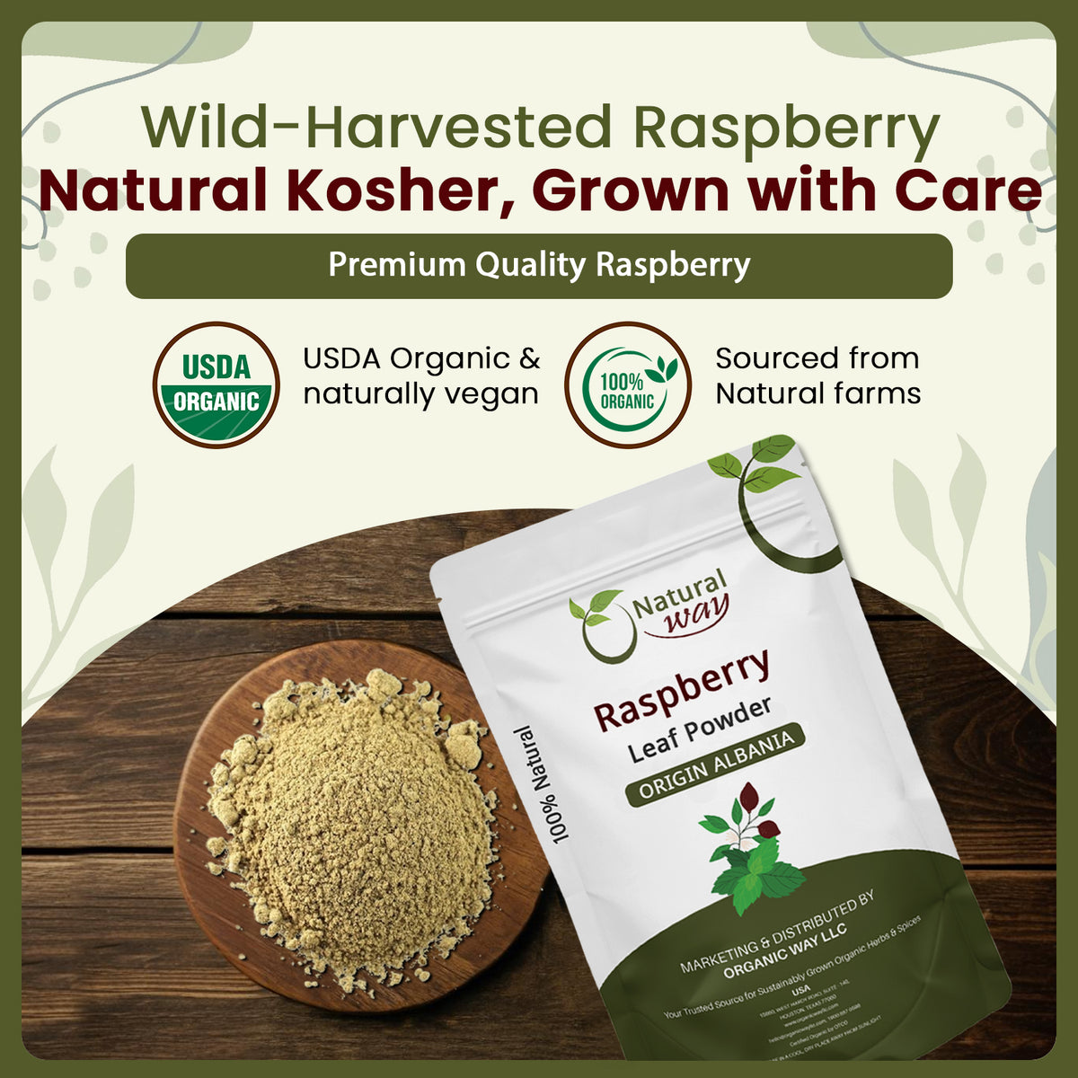 Natural Raspberry Leaf Powder -  European Wild Harvest