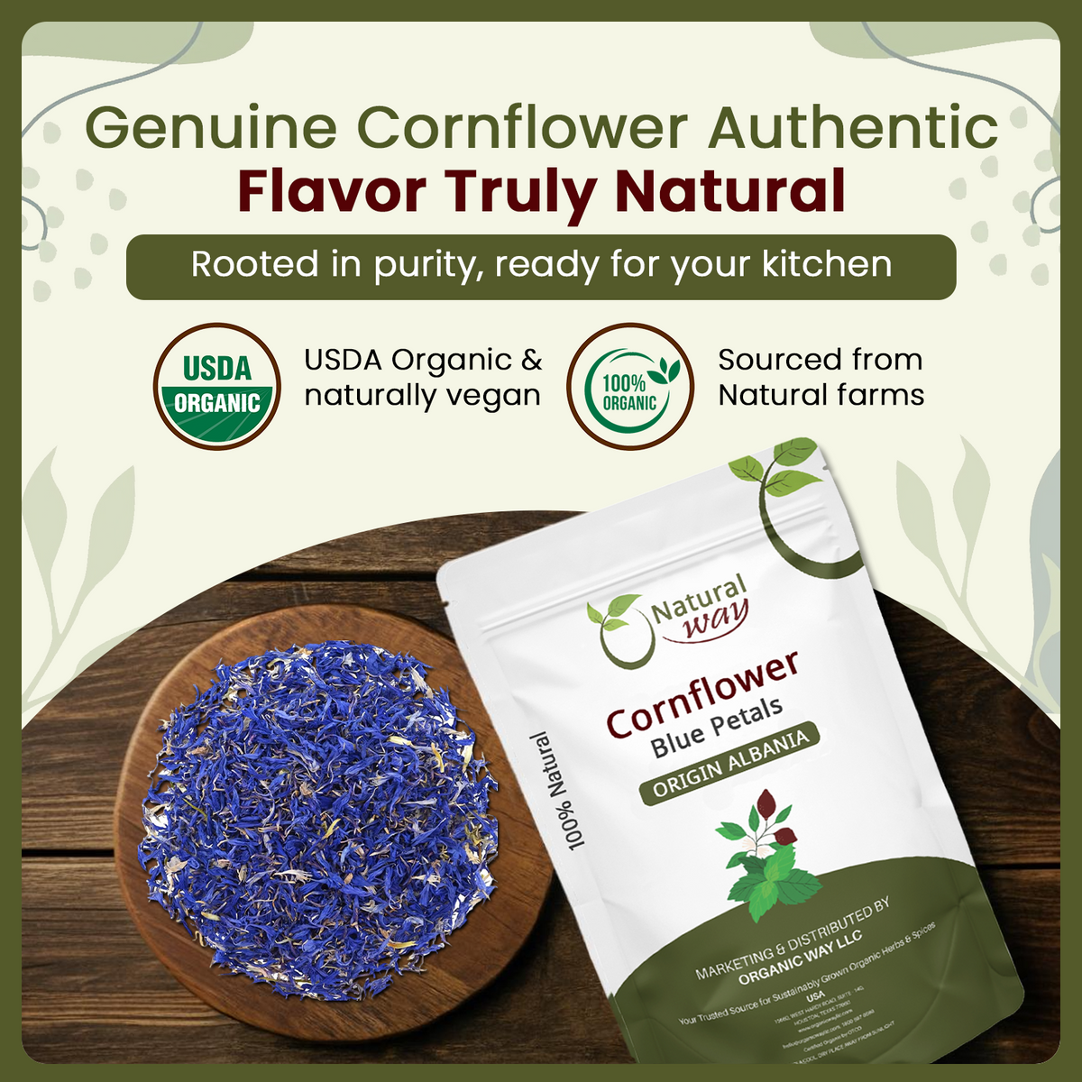 Natural Cornflower Petals Blue - Herbal Tea | Kosher Certified | Origin - Albania
