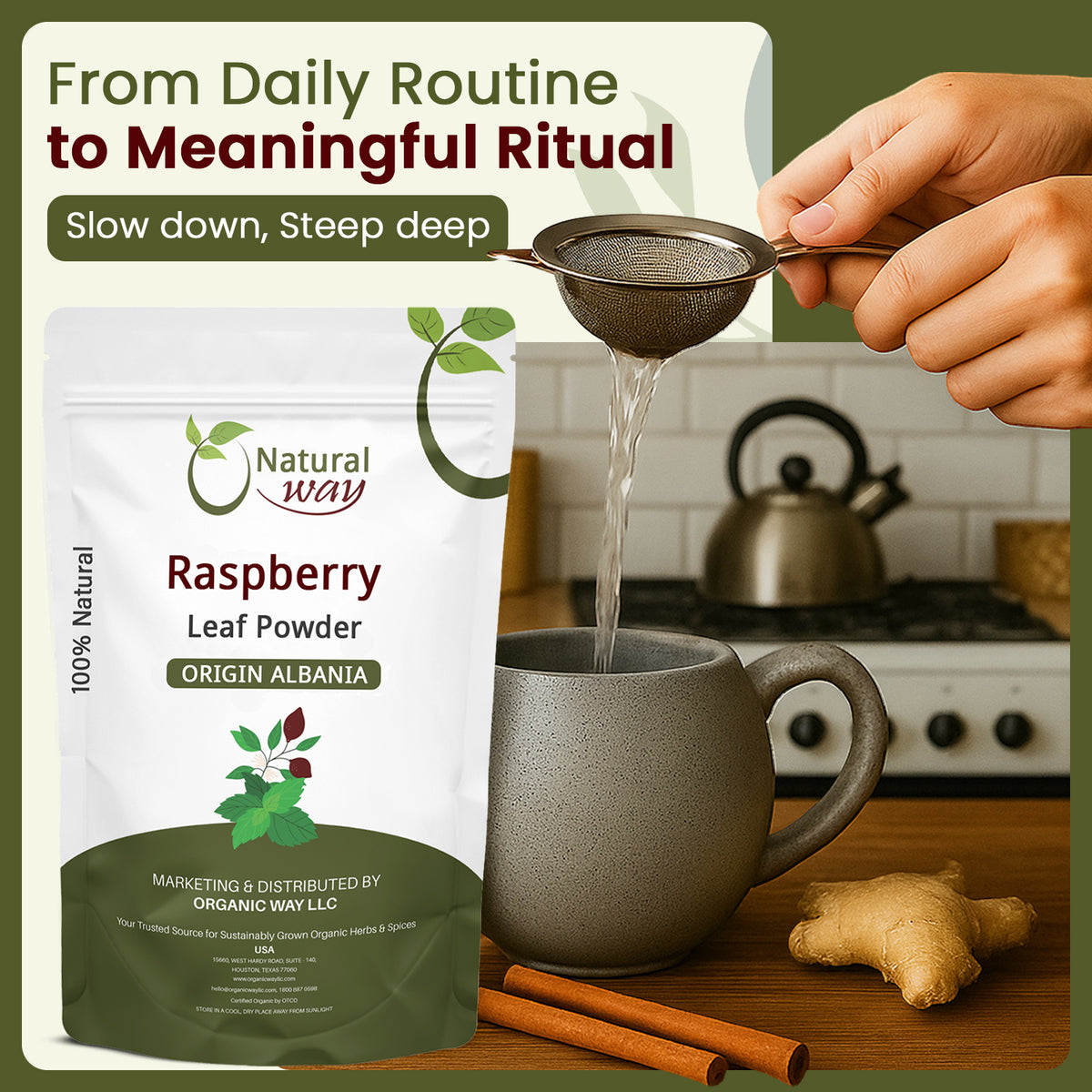 Natural Raspberry Leaf Powder -  European Wild Harvest