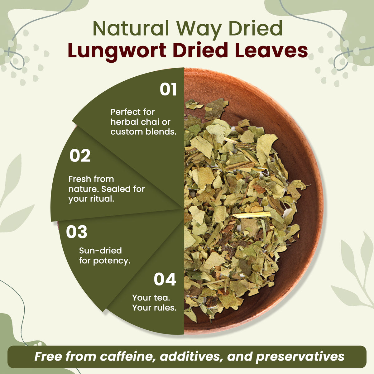 Natural Lungwort Dried Leaves Cut & Sifted -  European Wild Harvest