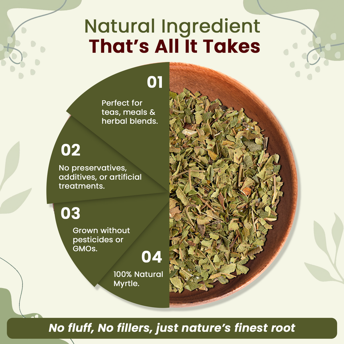 Natural Myrtle Leaf Powder, European Wild Harvest